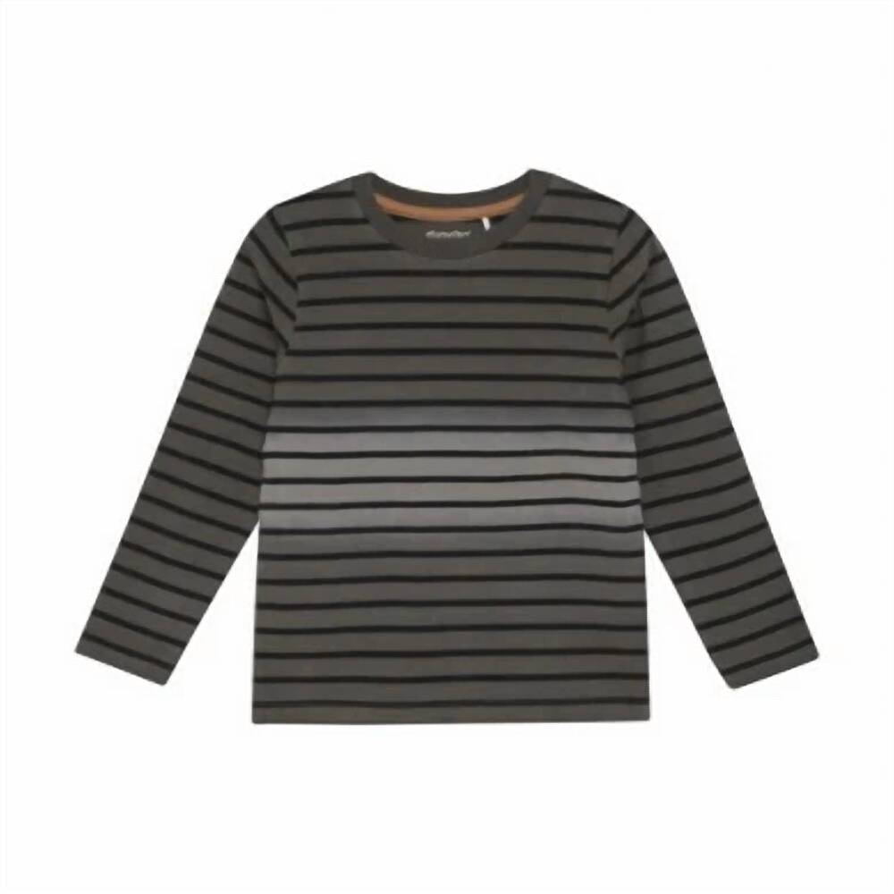 NEW MINYMO kid's stripe t-shirt in dark grey/ black